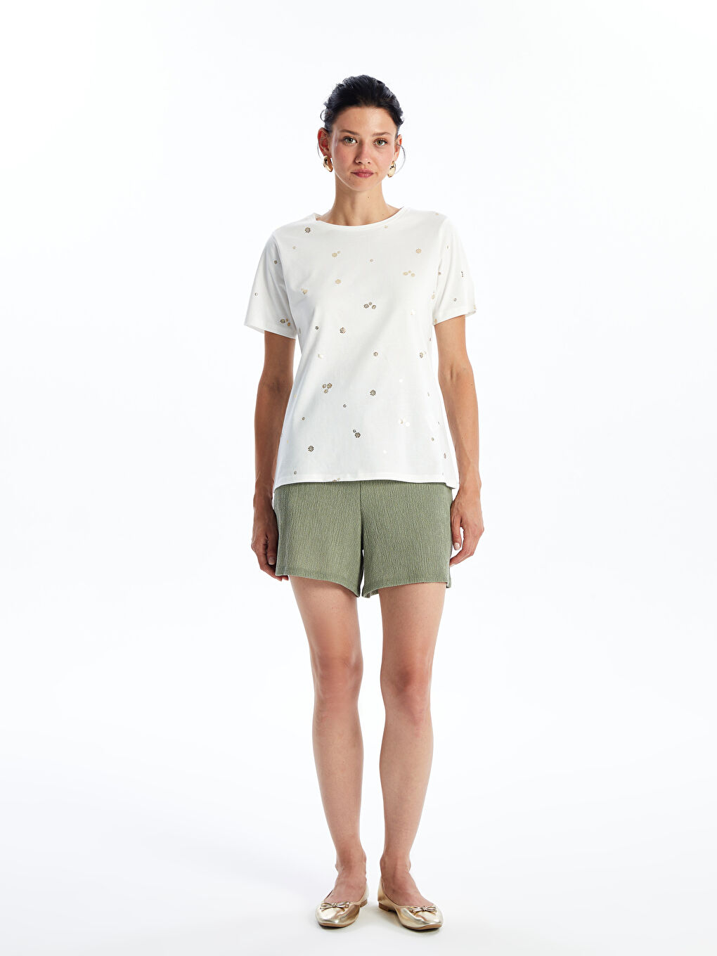 Crew Neck Printed Short Sleeve Women's T-shirt -S4NI41Z8-R9J
