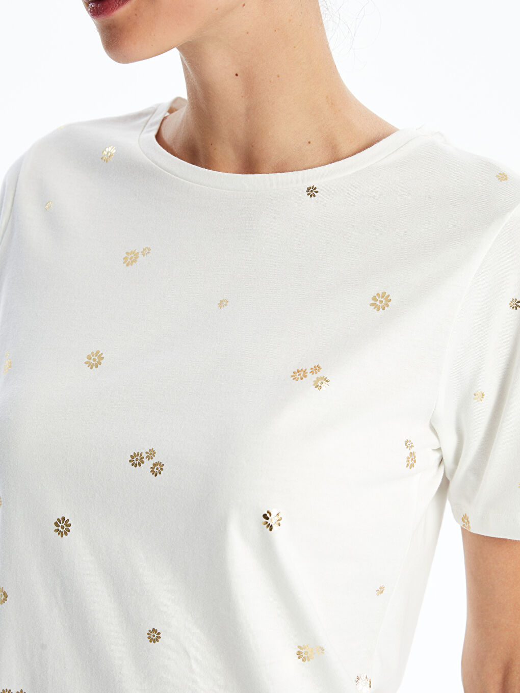 Crew Neck Printed Short Sleeve Women's T-shirt -S4NI41Z8-R9J