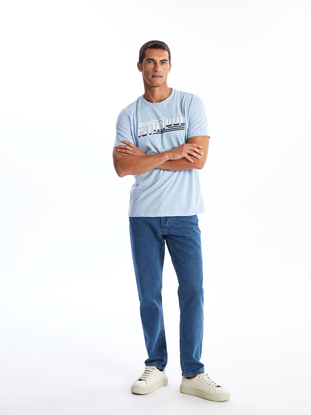 Crew Neck Short Sleeve Istanbul Printed Cotton Men's T-Shirt -S4NI70Z8-L8Y