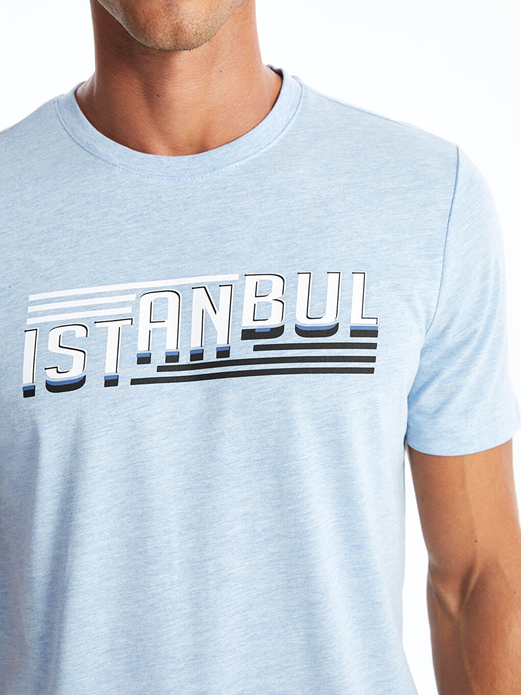 Crew Neck Short Sleeve Istanbul Printed Cotton Men's T-Shirt -S4NI70Z8-L8Y