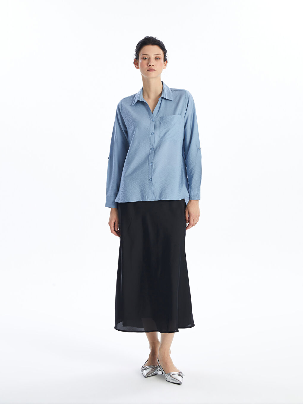 Plain Long Sleeve Women's Shirt -S4NI74Z8-JPV