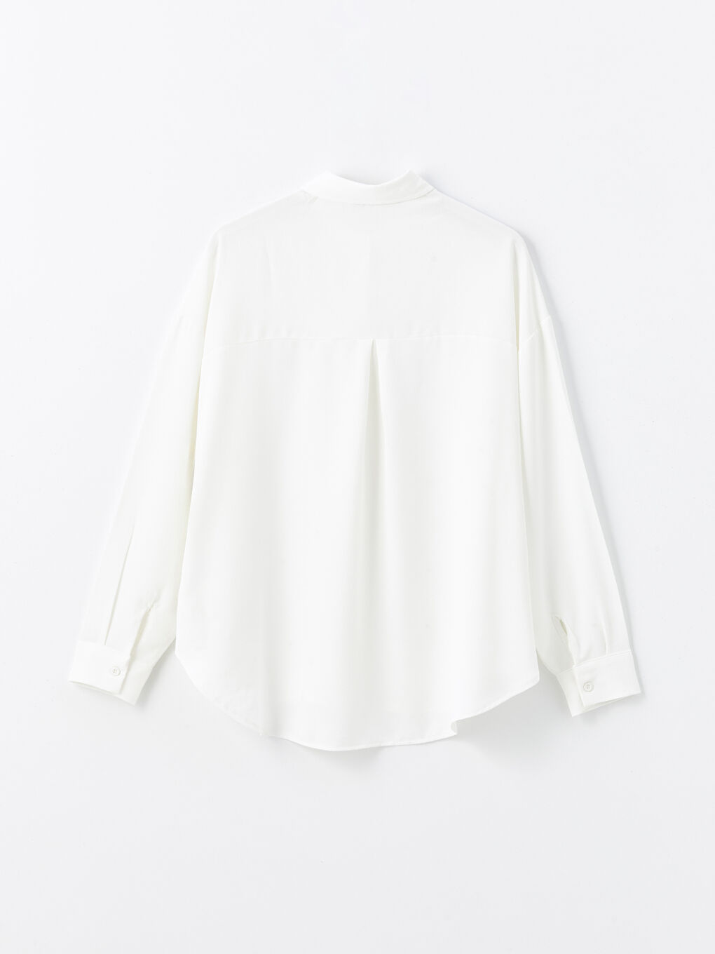 Beyaz Parlak Taşlı Uzun Kollu Oversize Kadın Gömlek-6