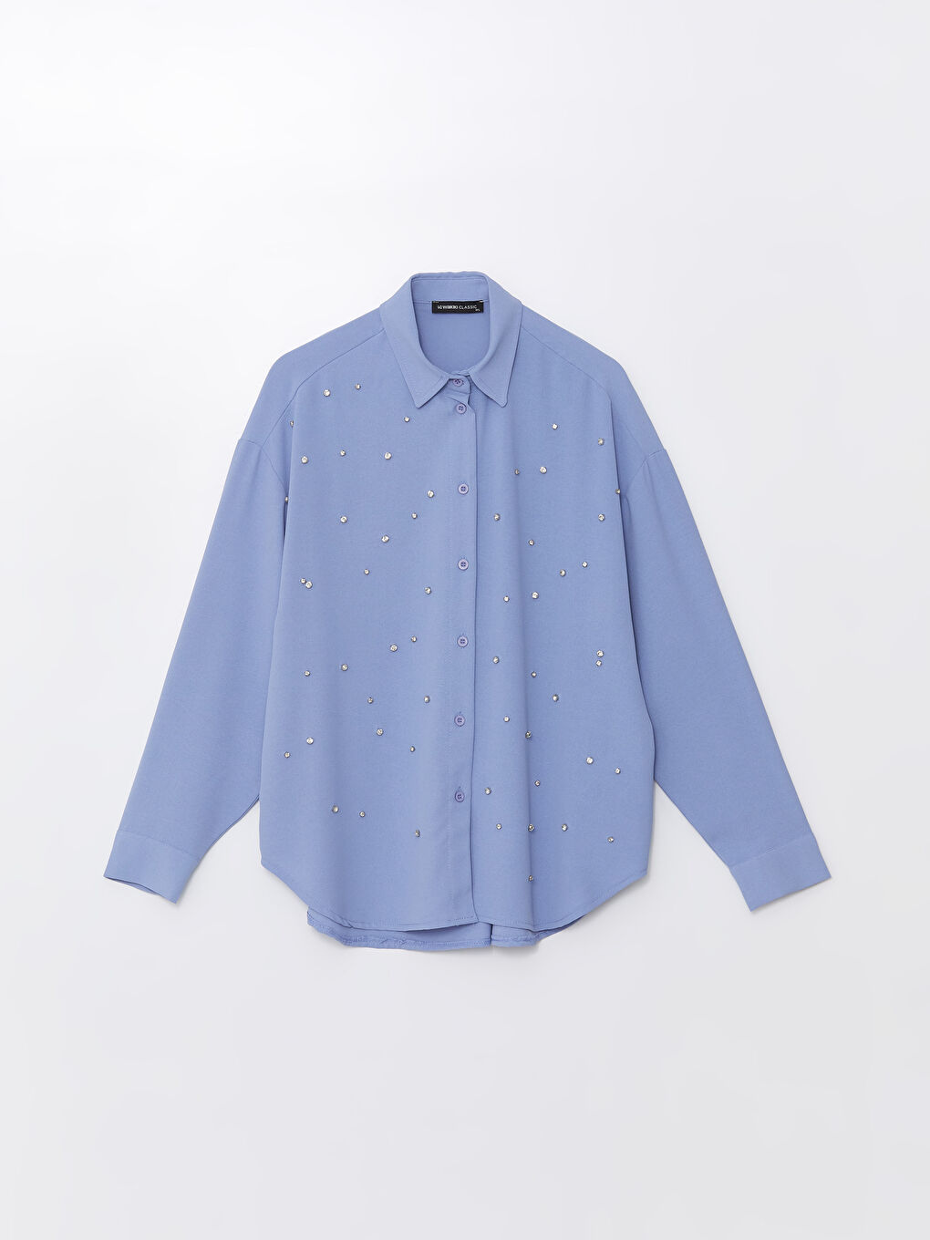 Rhinestone Embellished Long Sleeve Oversize Women's Shirt -S4NI93Z8-YEB