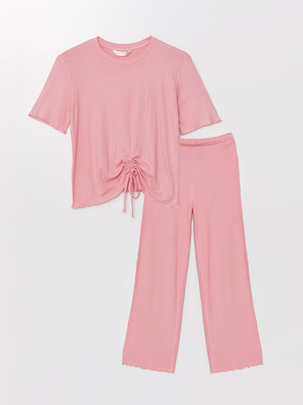 Crew Neck Plain Short Sleeve Women's Pyjama Set -S4NJ27Z8-FLX