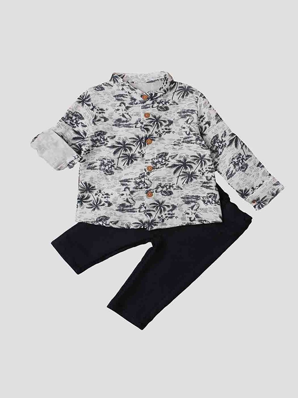 Ekru Erkek Bebek Gömlek ve Pantolon 2'li Takım