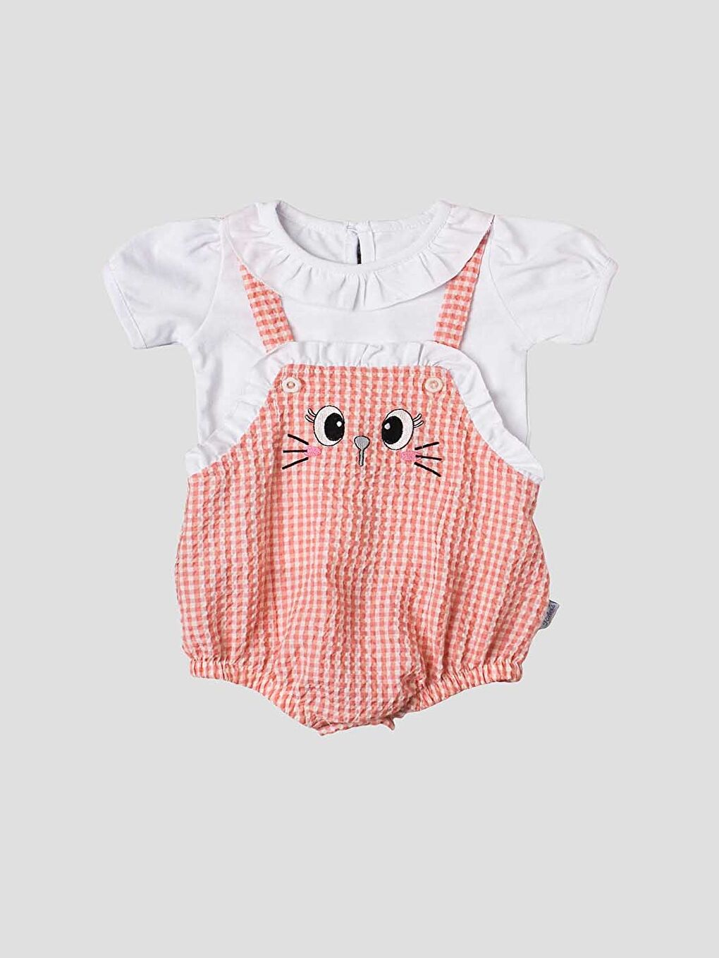 Pembe Bebe Yaka Kız Bebek Tişört ve Salopet 2'li Takım