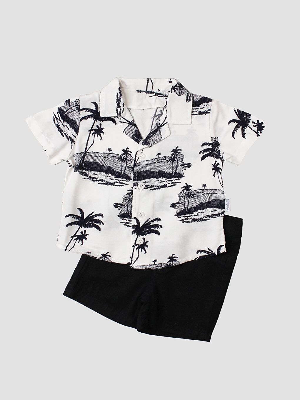 Ekru Erkek Bebek Gömlek ve Şort 2'li Takım