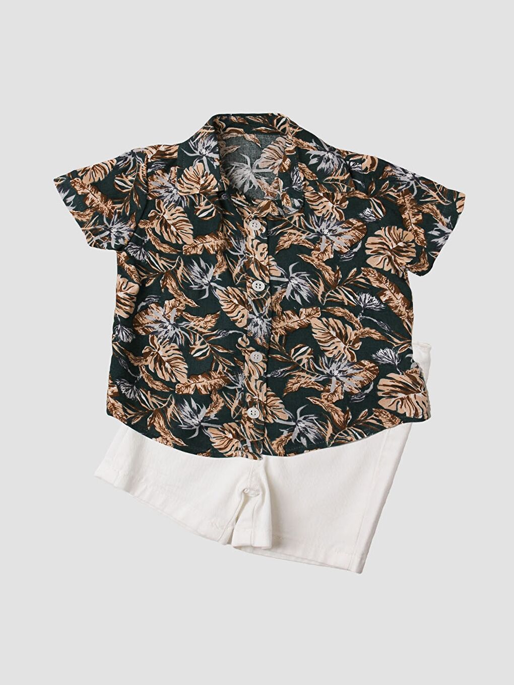 Yeşil Erkek Bebek Gömlek ve Şort 2'li Takım