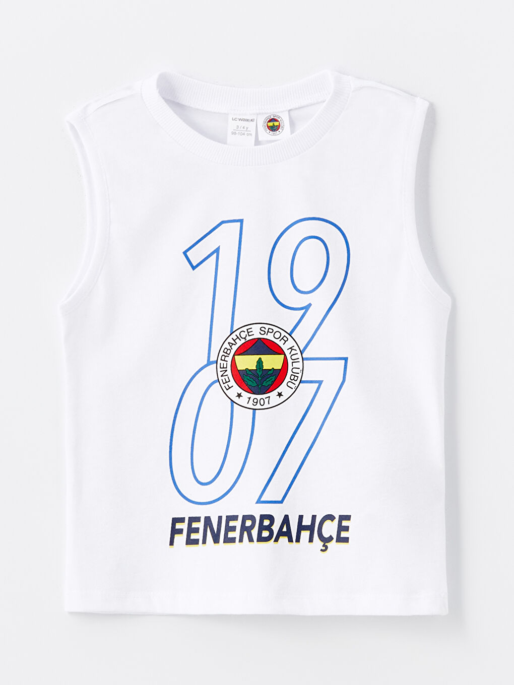 Beyaz Bisiklet Yaka Fenerbahçe Baskılı Erkek Bebek Yüzme Takım-1