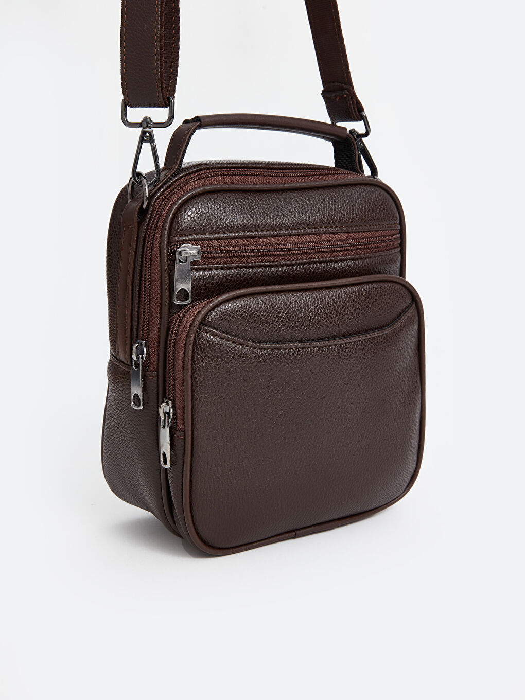 Kahverengi Deri Görünümlü Erkek Omuz Çantası-3