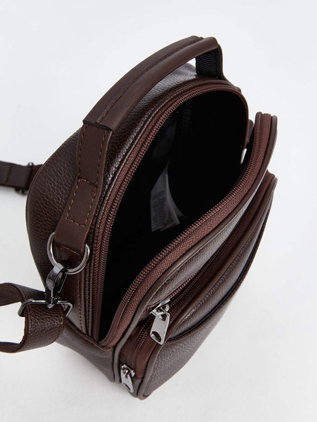 Kahverengi Deri Görünümlü Erkek Omuz Çantası-4