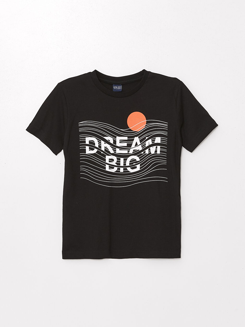 Siyah Bisiklet Yaka Kısa Kollu Baskılı Erkek Çocuk Tişört