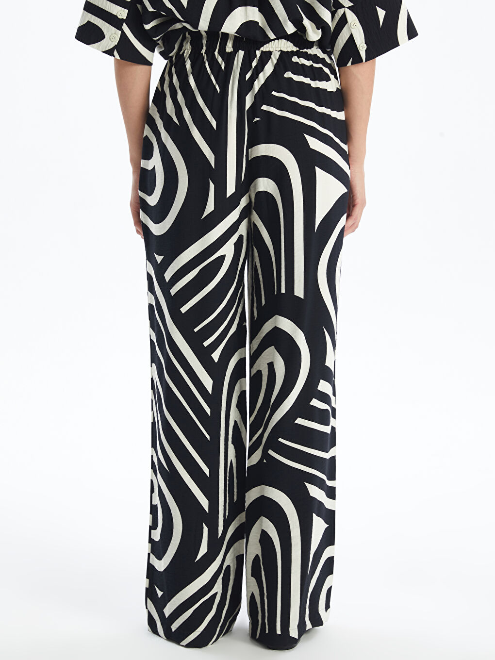 Elasticated Waist Patterned Women's Trousers -S4NL19Z8-LQJ