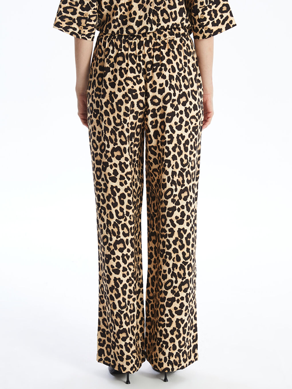 Elasticated Waist Leopard Print Women's Trousers -S4NL24Z8-LQY