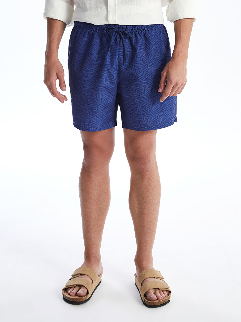 LCW SWIMWEAR Antrasit Diz Hizası Boy Desenli Erkek Deniz Şortu - 1