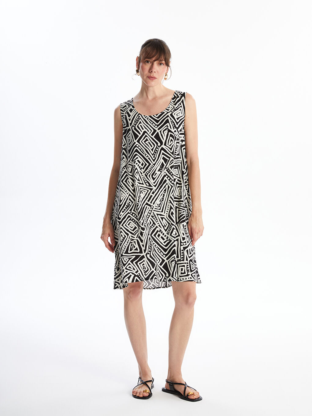 Crew Neck Patterned Women's Dress -S4NM41Z8-LQJ