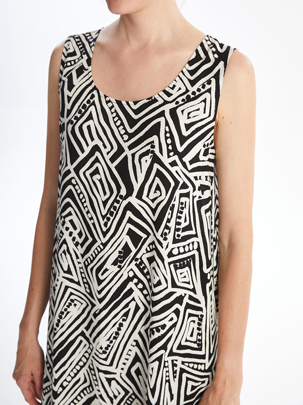 Crew Neck Patterned Women's Dress -S4NM41Z8-LQJ