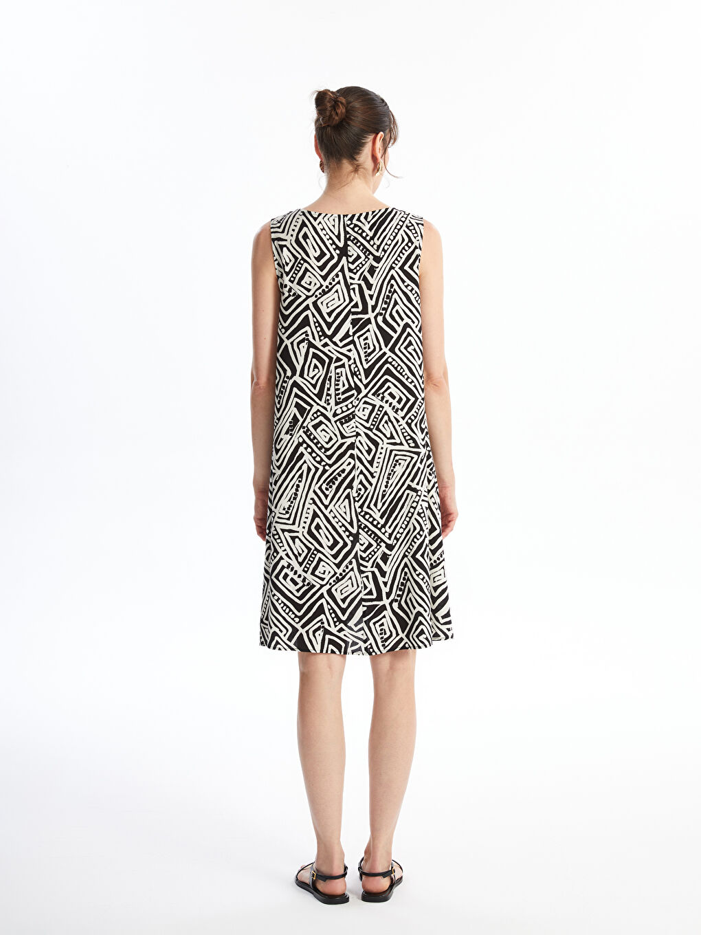 Crew Neck Patterned Women's Dress -S4NM41Z8-LQJ