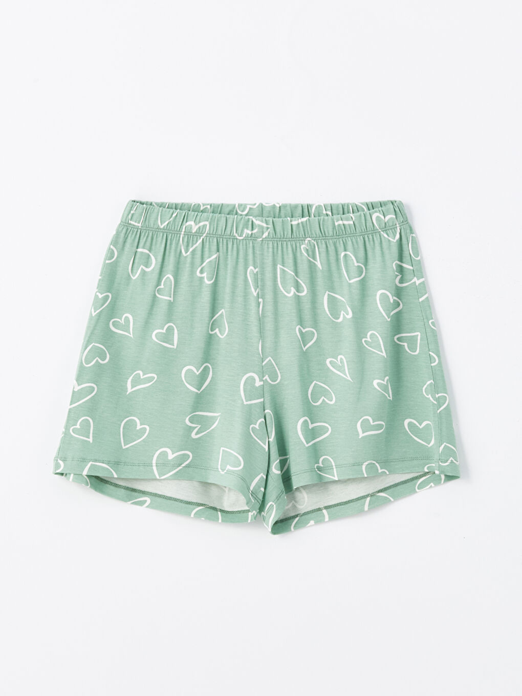 Ekru Bisiklet Yaka Örme Kadın Şortlu Pijama Takım-8