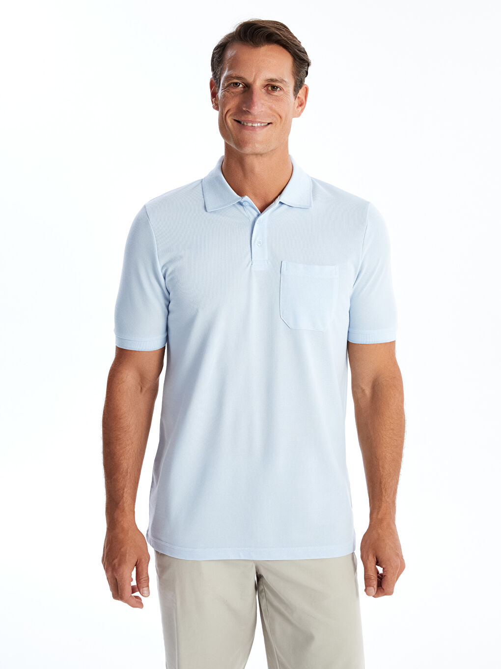 Mavi Polo Yaka Kısa Kollu Erkek Tişört