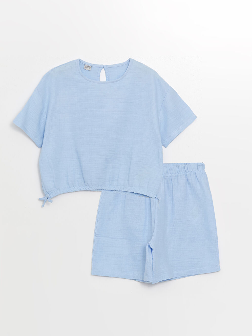 Lila Bisiklet Yaka Kısa Kollu Kız Çocuk Bluz ve Şort