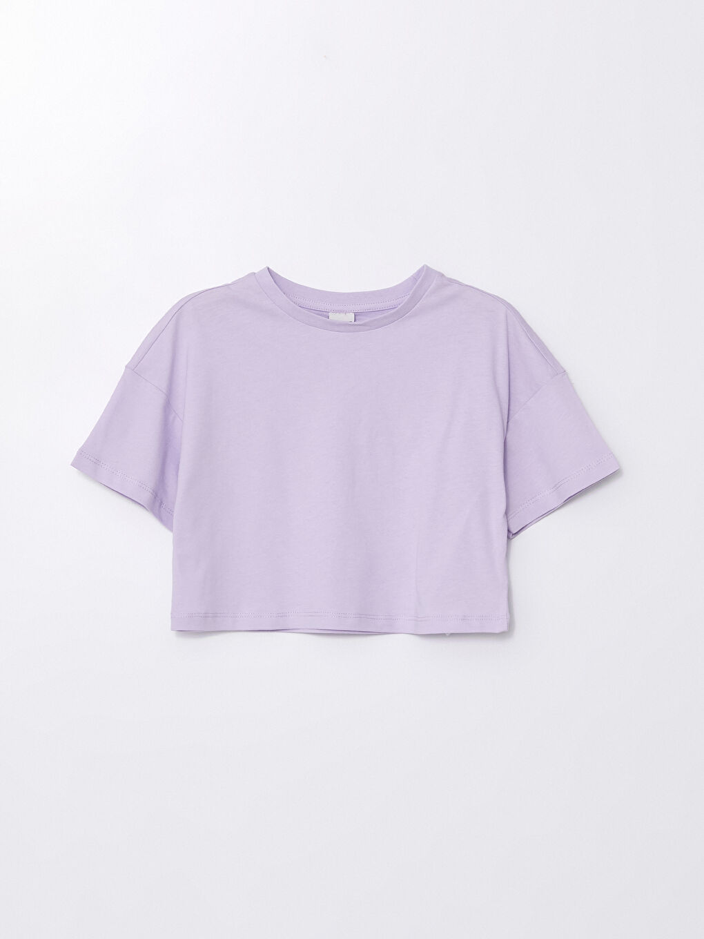 LCW Kids Lila Bisiklet Yaka Basic Kısa Kollu Kız Çocuk Crop Tişört