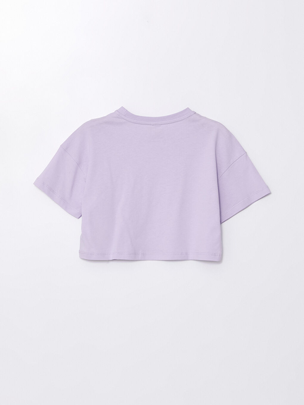 LCW Kids Lila Bisiklet Yaka Basic Kısa Kollu Kız Çocuk Crop Tişört - 2