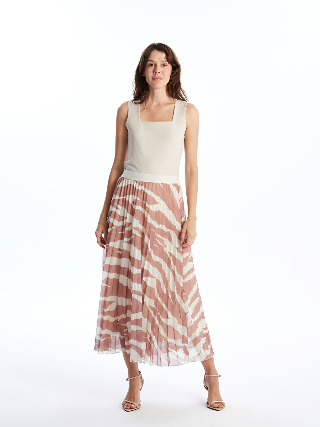 Elastic Waist Patterned Pleated Woman Skirt -S4NN44Z8-LQB