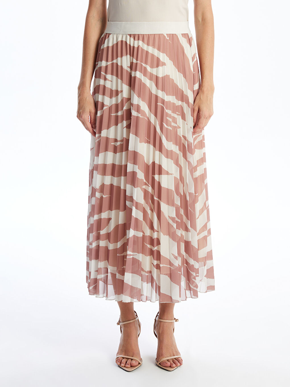 Elastic Waist Patterned Pleated Woman Skirt -S4NN44Z8-LQB