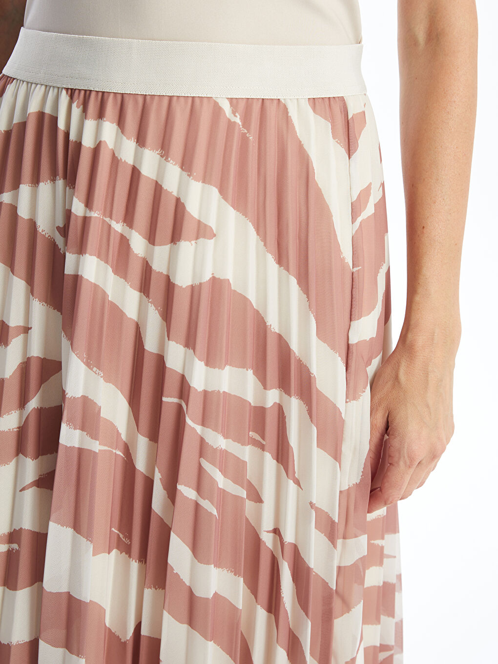 Elastic Waist Patterned Pleated Woman Skirt -S4NN44Z8-LQB