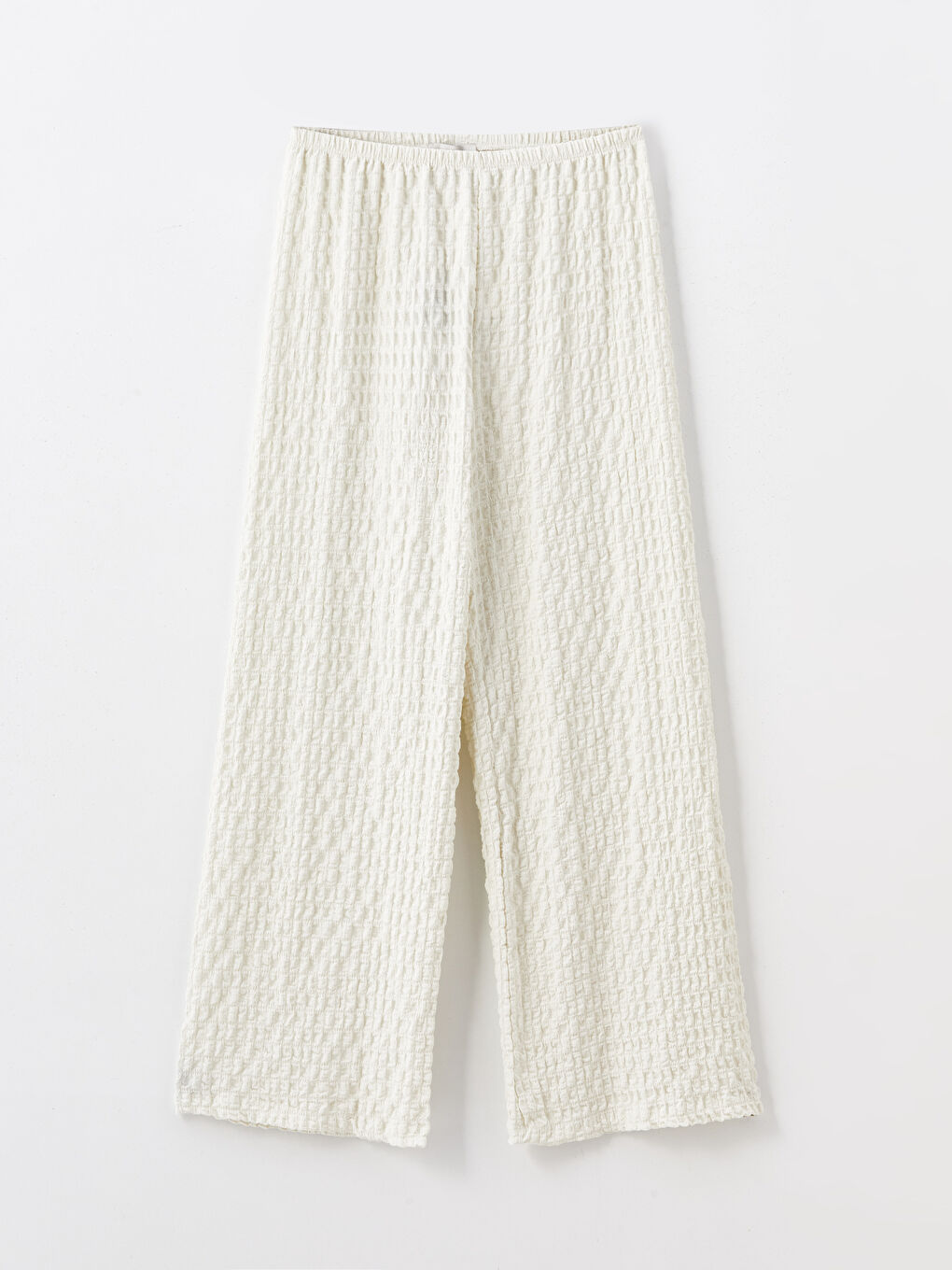 Bej Beli Lastikli Rahat Kalıp Kadın Pantolon-5