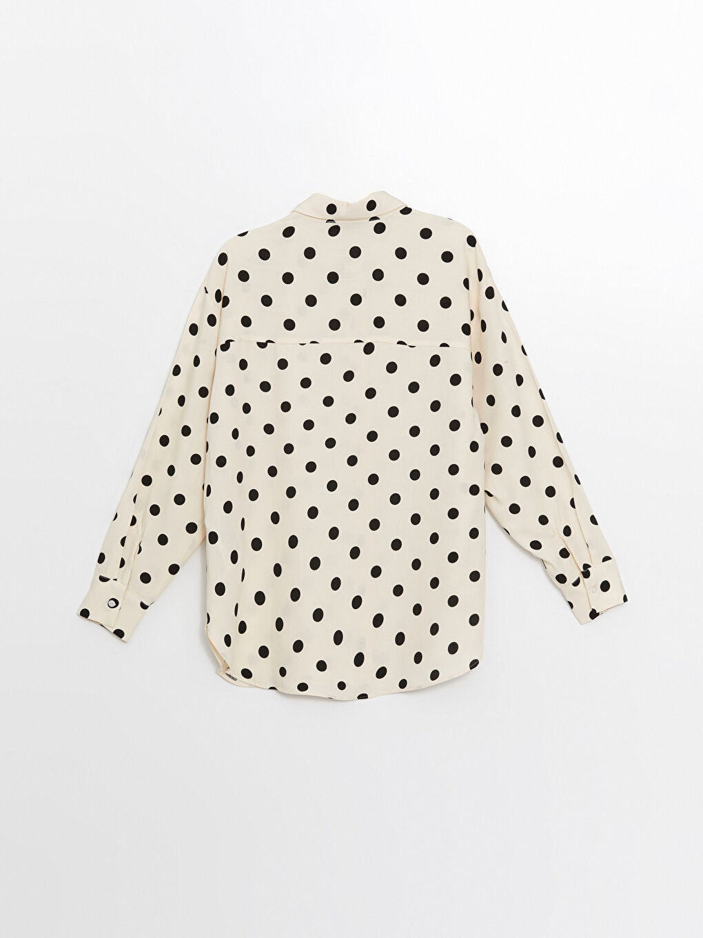 Polka Dot Long Sleeve Oversize Linen Blend Women's Shirt-5