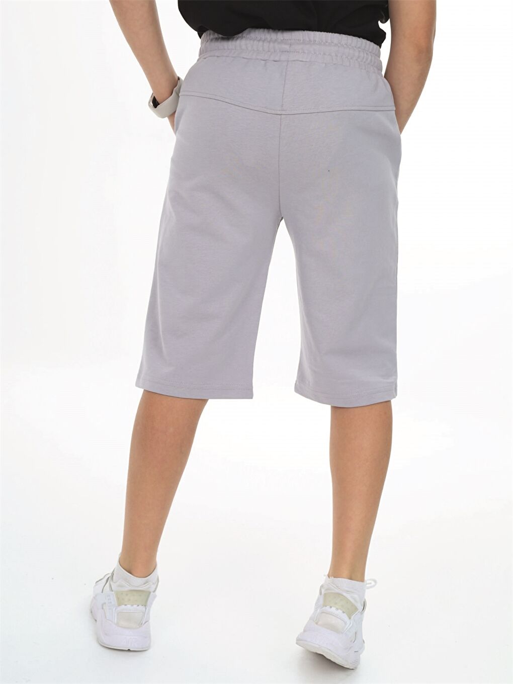 Gri Beli Lastikli Baskılı Erkek Çocuk Kapri-3