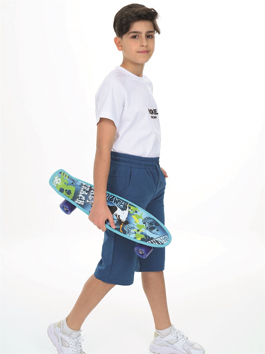 Petrol Beli Lastikli Baskılı Erkek Çocuk Kapri-2