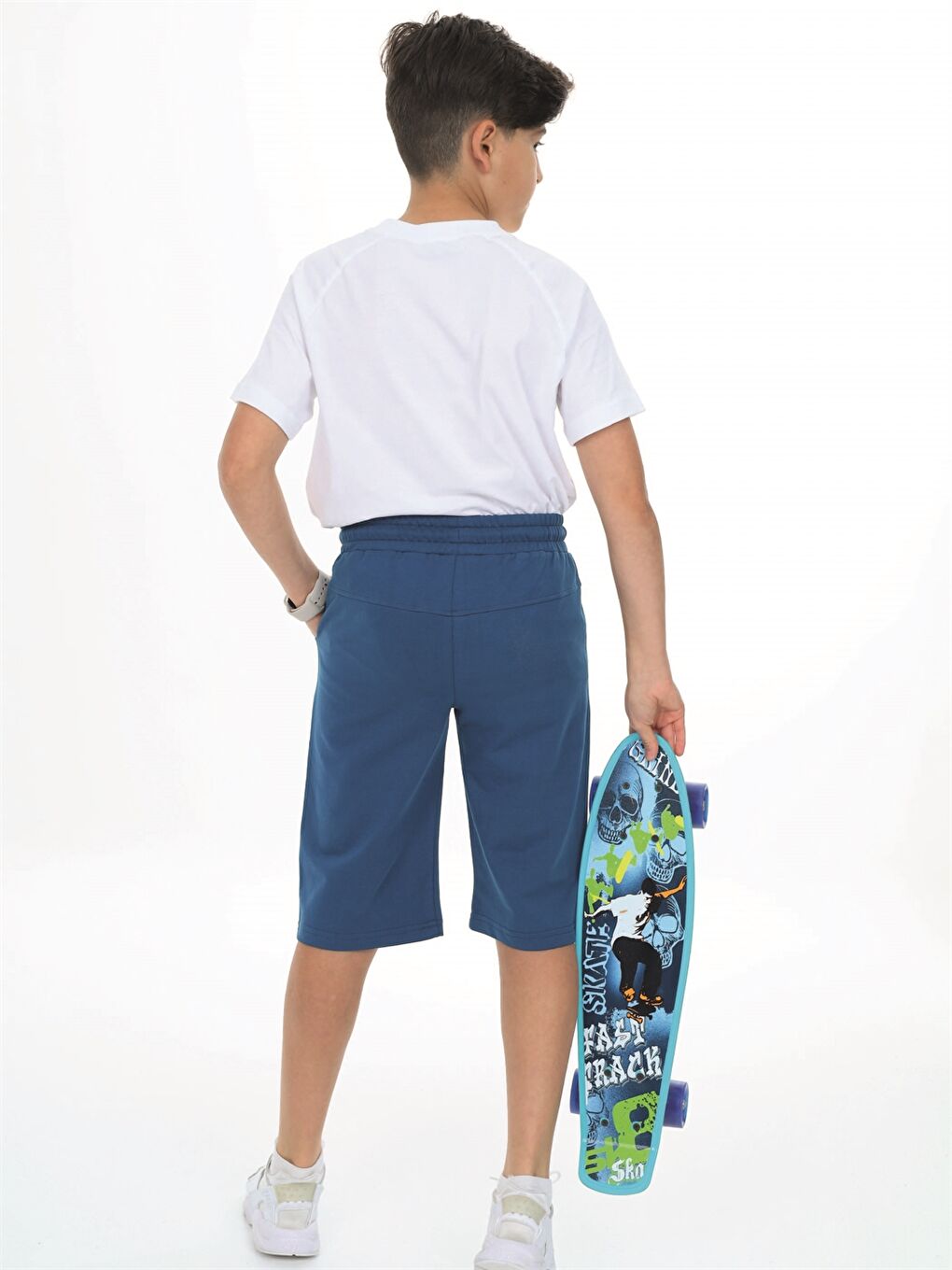 Petrol Beli Lastikli Baskılı Erkek Çocuk Kapri-3