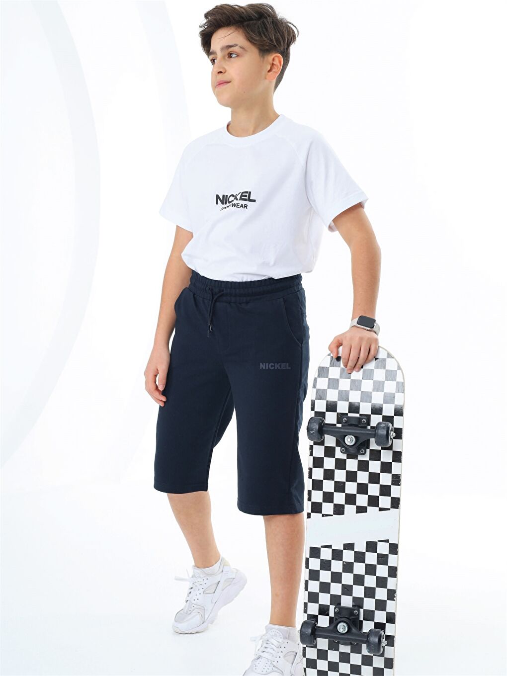 Lacivert Beli Lastikli Baskılı Erkek Çocuk Kapri