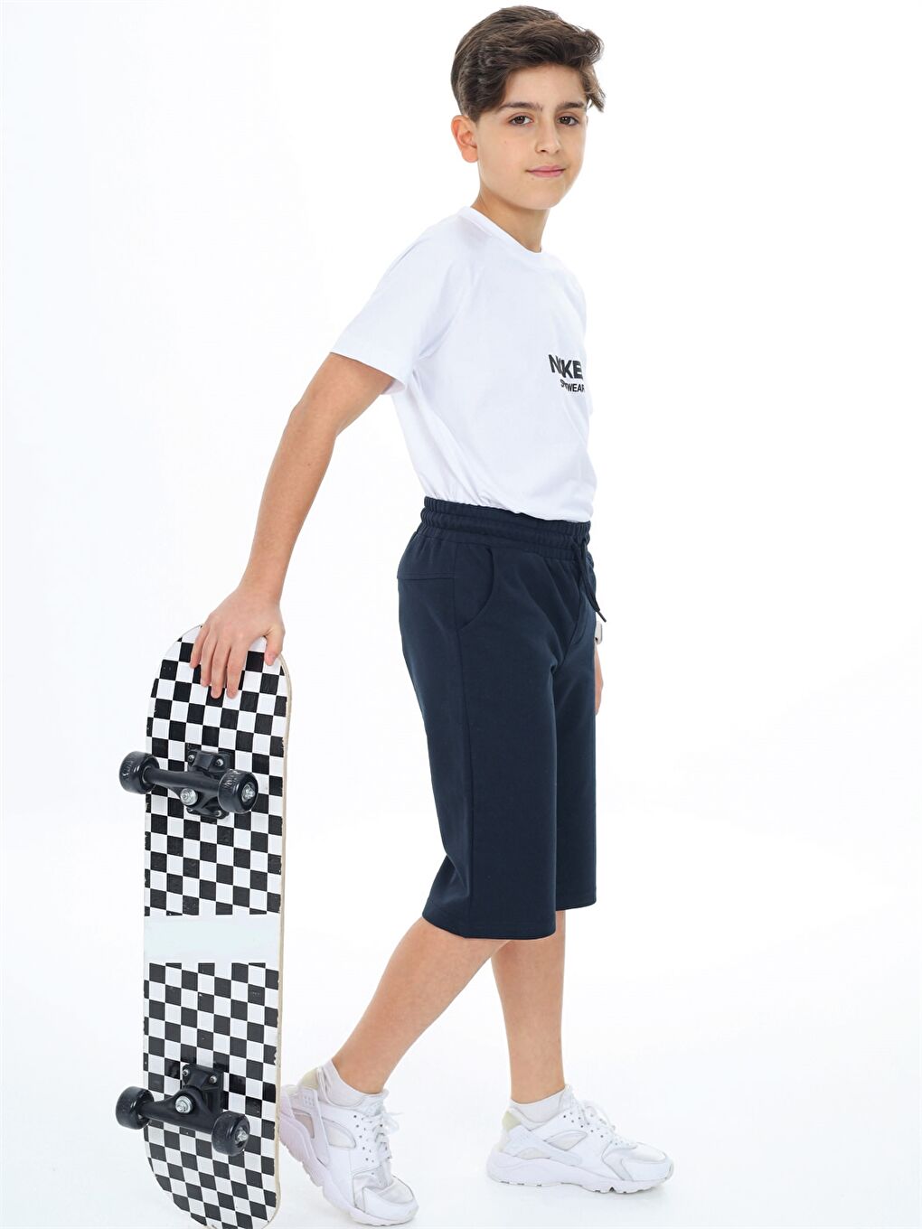 Lacivert Beli Lastikli Baskılı Erkek Çocuk Kapri-2