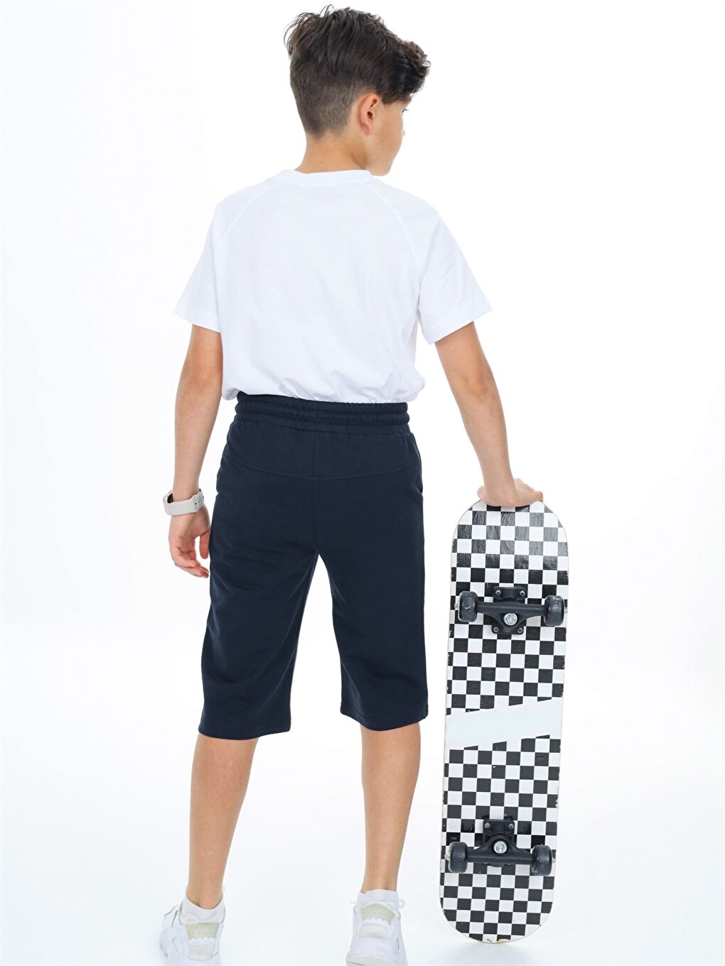 Lacivert Beli Lastikli Baskılı Erkek Çocuk Kapri-3
