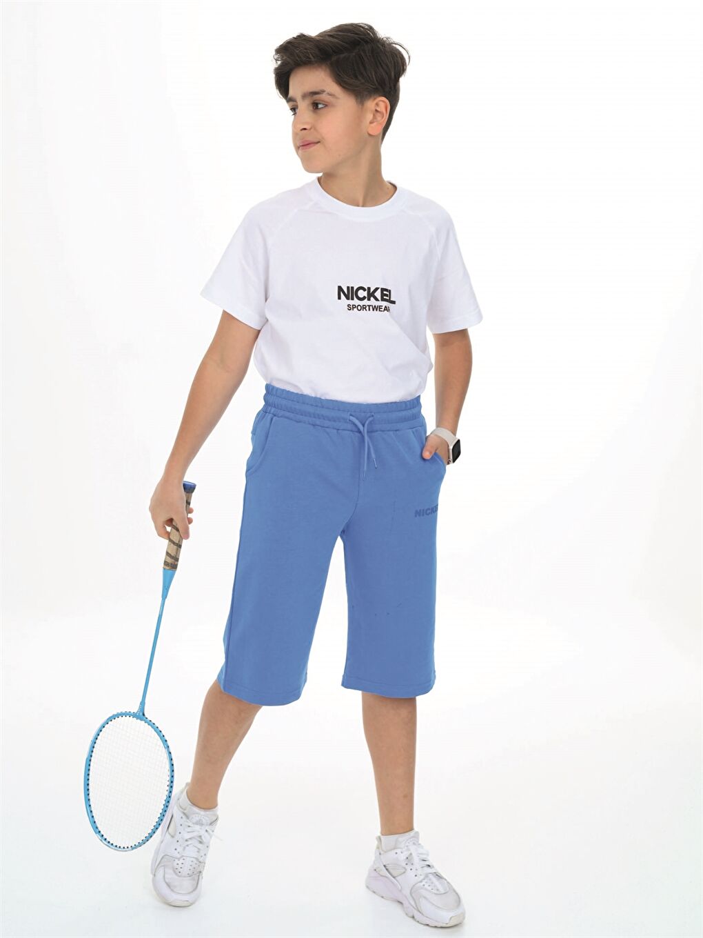 Mavi Beli Lastikli Baskılı Erkek Çocuk Kapri