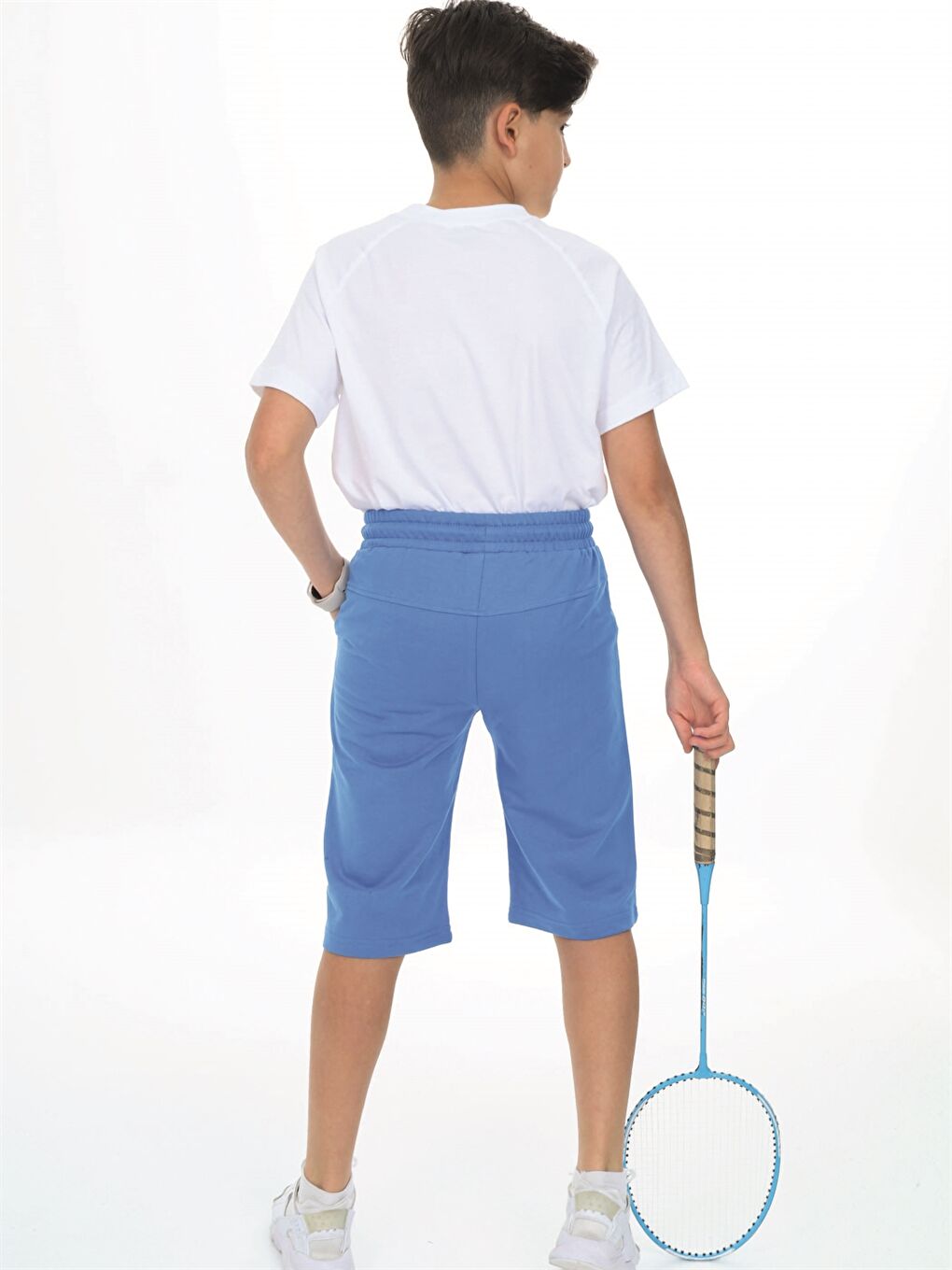 Mavi Beli Lastikli Baskılı Erkek Çocuk Kapri-4