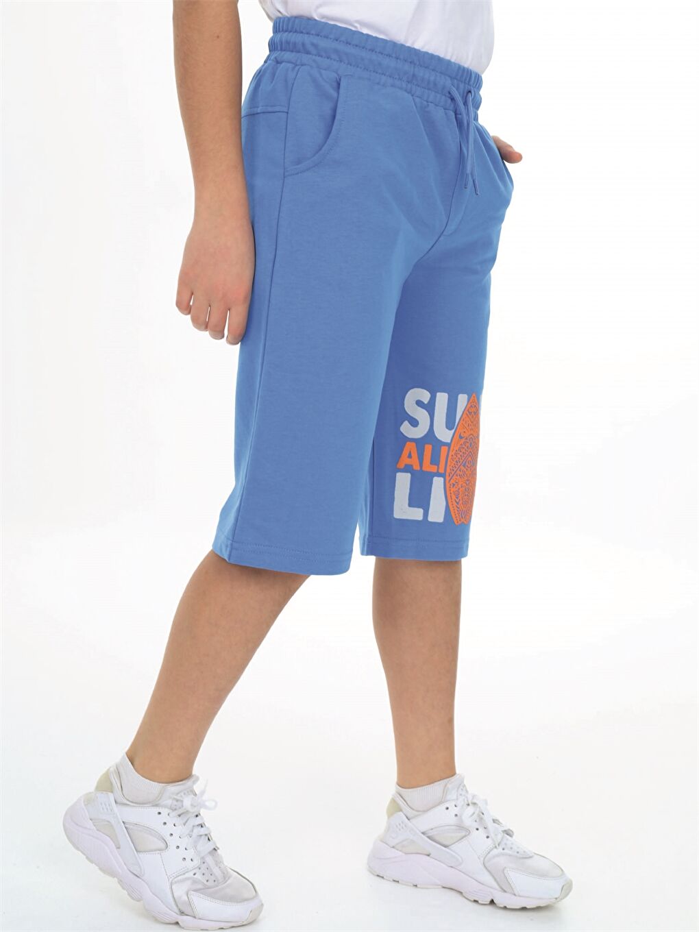 Mavi Beli Lastikli Baskılı Erkek Çocuk Kapri-2