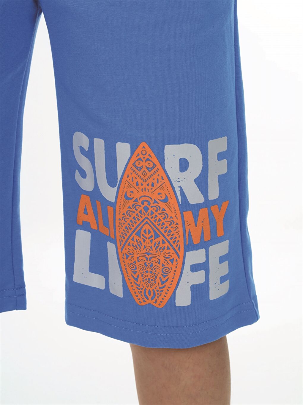 Mavi Beli Lastikli Baskılı Erkek Çocuk Kapri-3