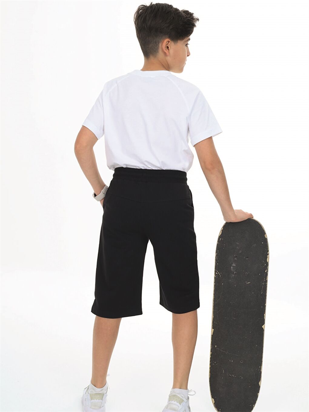 Siyah Beli Lastikli Baskılı Erkek Çocuk Kapri-3