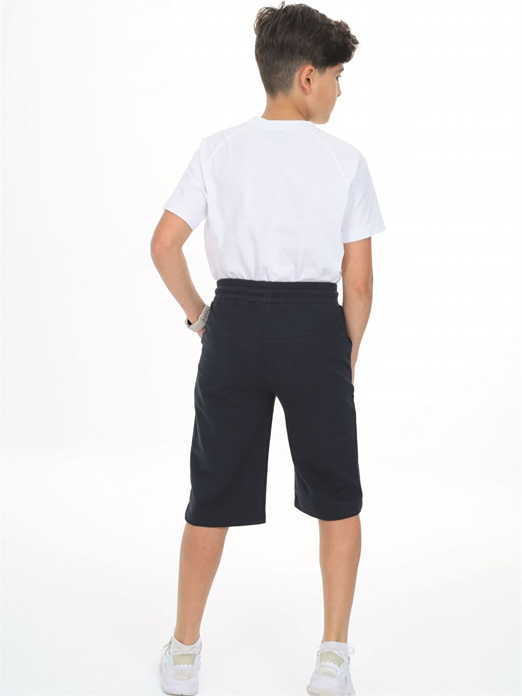 Lacivert Beli Lastikli Baskılı Erkek Çocuk Kapri-3