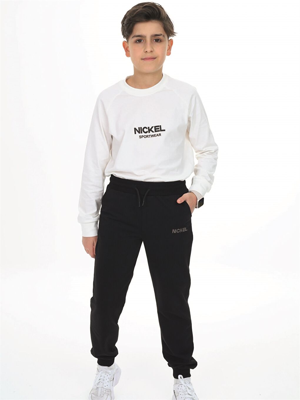 Siyah Beli Lastikli Baskılı Erkek Çocuk Eşofman Altı