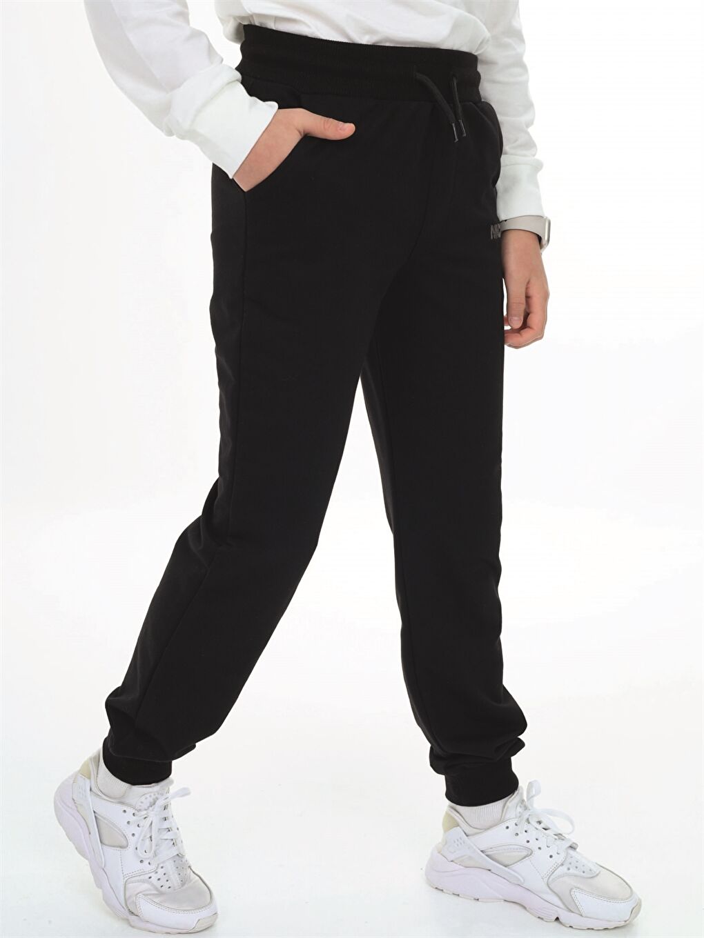 Siyah Beli Lastikli Baskılı Erkek Çocuk Eşofman Altı-1