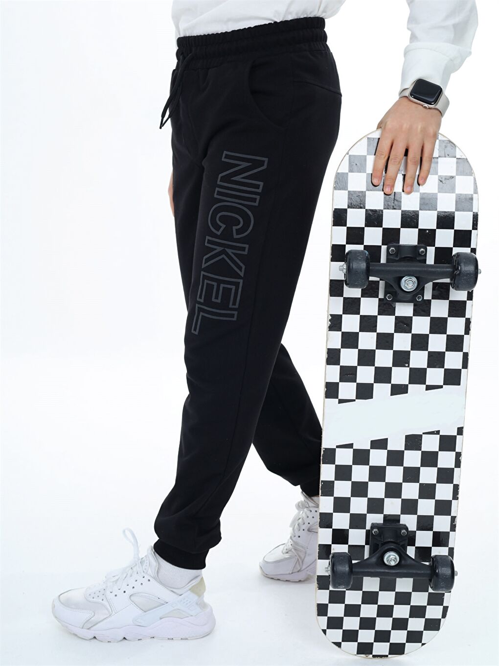 Siyah Beli Lastikli Baskılı Erkek Çocuk Eşofman Altı-1