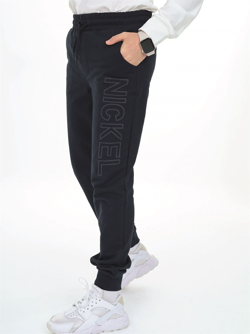 Lacivert Beli Lastikli Baskılı Erkek Çocuk Eşofman Altı-1