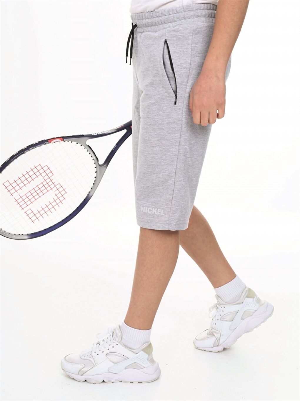 Gri Beli Lastikli Baskılı Erkek Çocuk Kapri-1