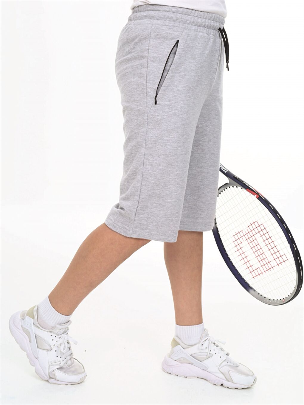 Gri Beli Lastikli Baskılı Erkek Çocuk Kapri-2